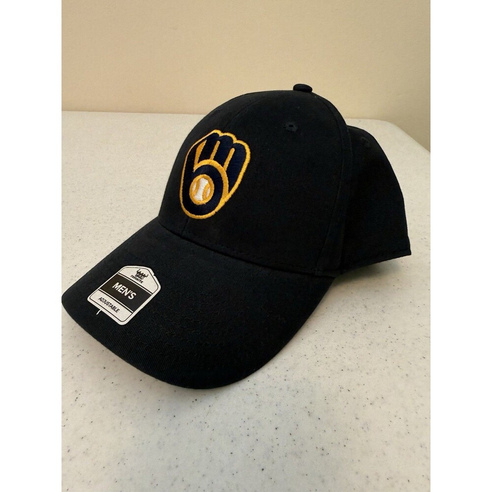 Fan Favorite Genuine MLB Milwaukee Brewers Gold Mitt Logo Black OSFM Cap Hat NWT